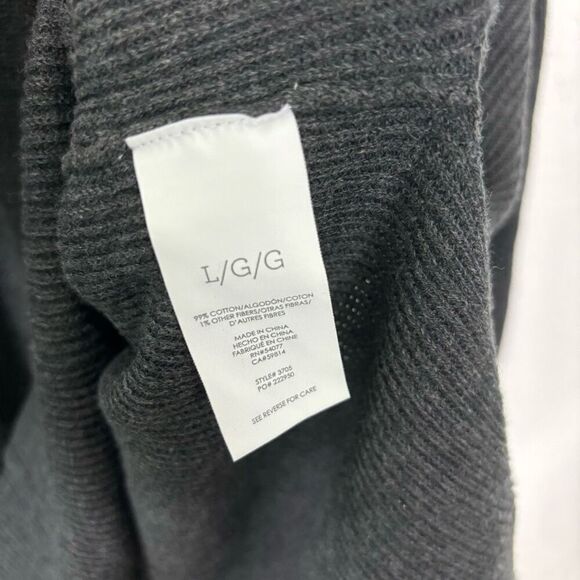 Cabi Grey V Neck Long Sleeve Ribbed Pullover Sweater - Picture 6 of 7